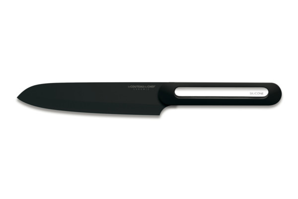 Couteau Santoku Céramique Manche silicone Noir