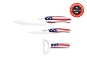 Set de 3 couteaux de cuisine Flag/Pays - Céramique blanche