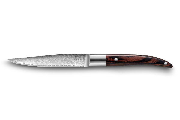 Couteau à steak Laguiole Expression Damas 11 cm - Manche en bois