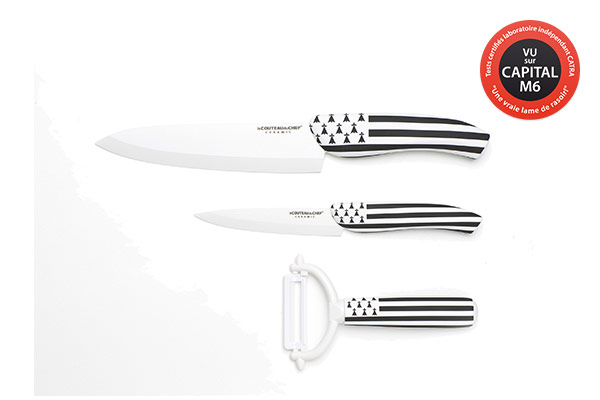 Set de 3 couteaux de cuisine Flag/Pays – Lame en céramique