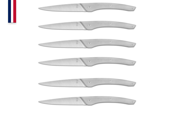 Set de 6 couteaux Auguste lame 10,5 cm manche Gris - Made In France