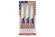 Set de 3 couteaux à steak 10cm Flag/Pays - Céramique blanche